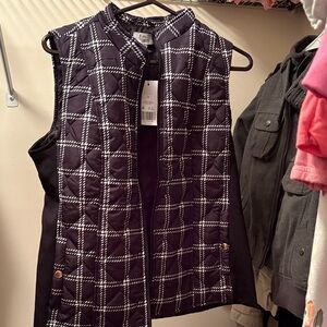 Kim Rogers Black and White Grid Pattern Vest